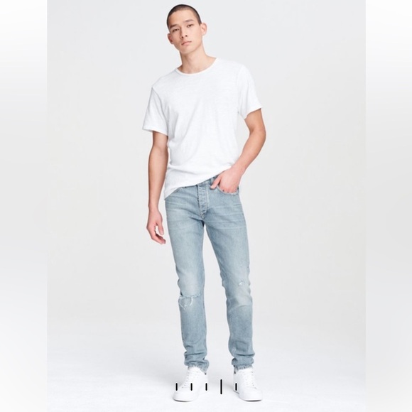 Rag & bone Fit 1 Low-Rise Fire Island Extra Slim Fit Light Indigo Jeans - Picture 1 of 16